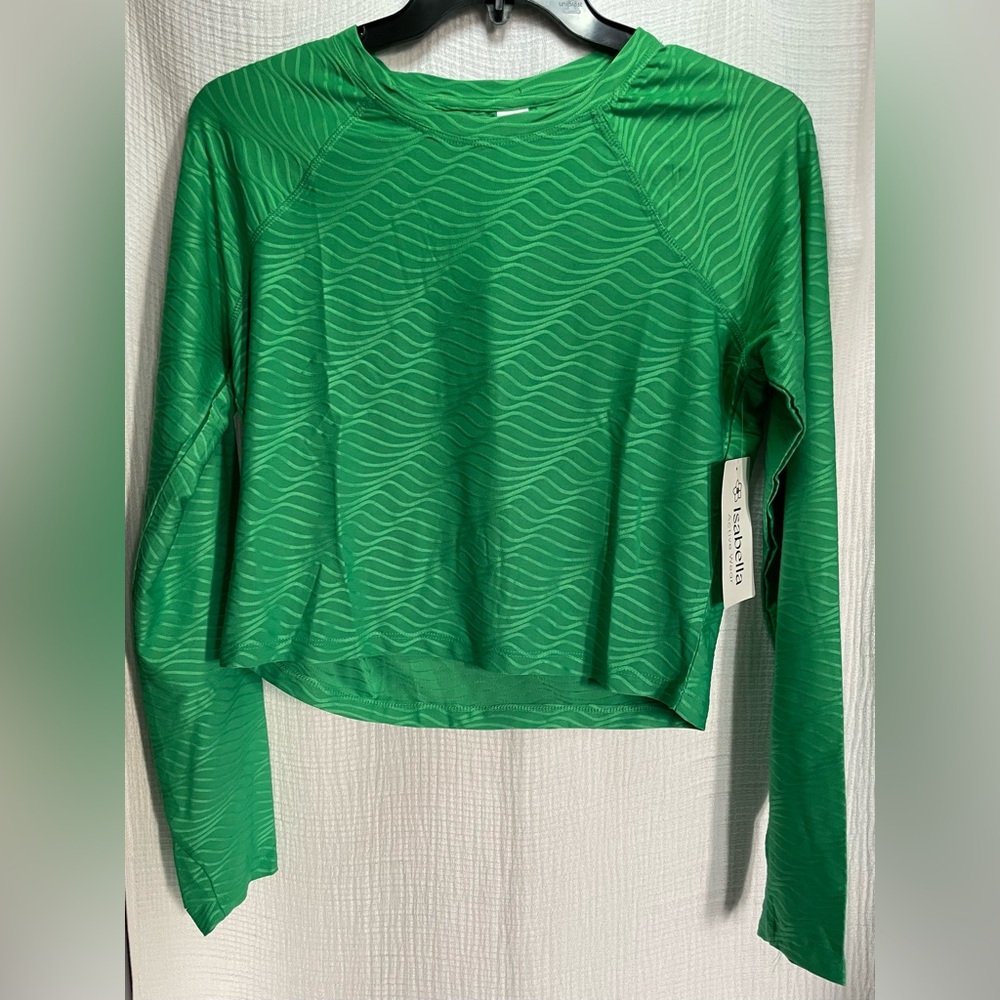 BUNDLE 3/$10!! Isabella Vibrant Green Wave Activewear Pattern Top